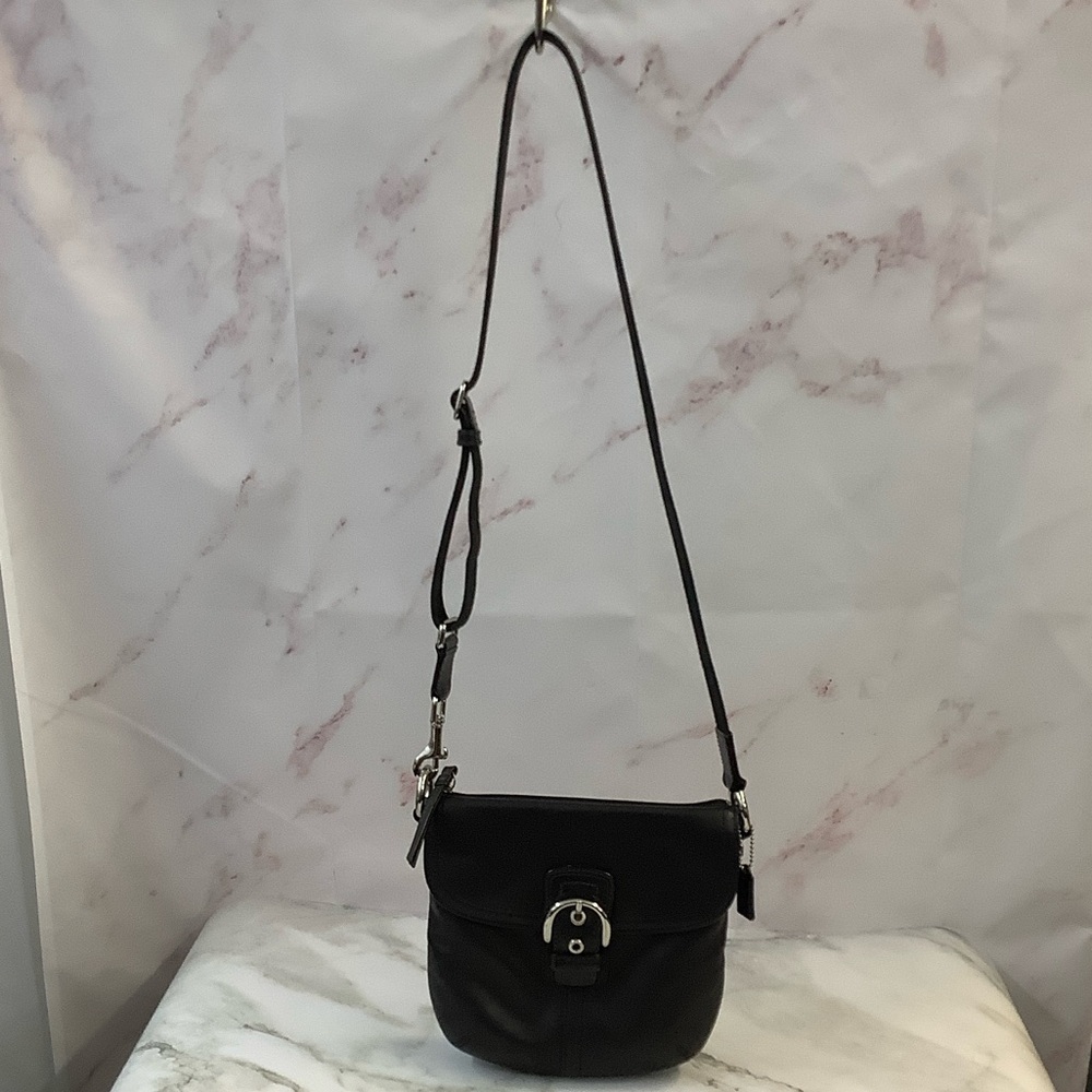 GUC Coach Black Leather Crossbody Bag